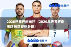 2026世界杯南美积（2020年世界杯南美区预选赛积分榜）